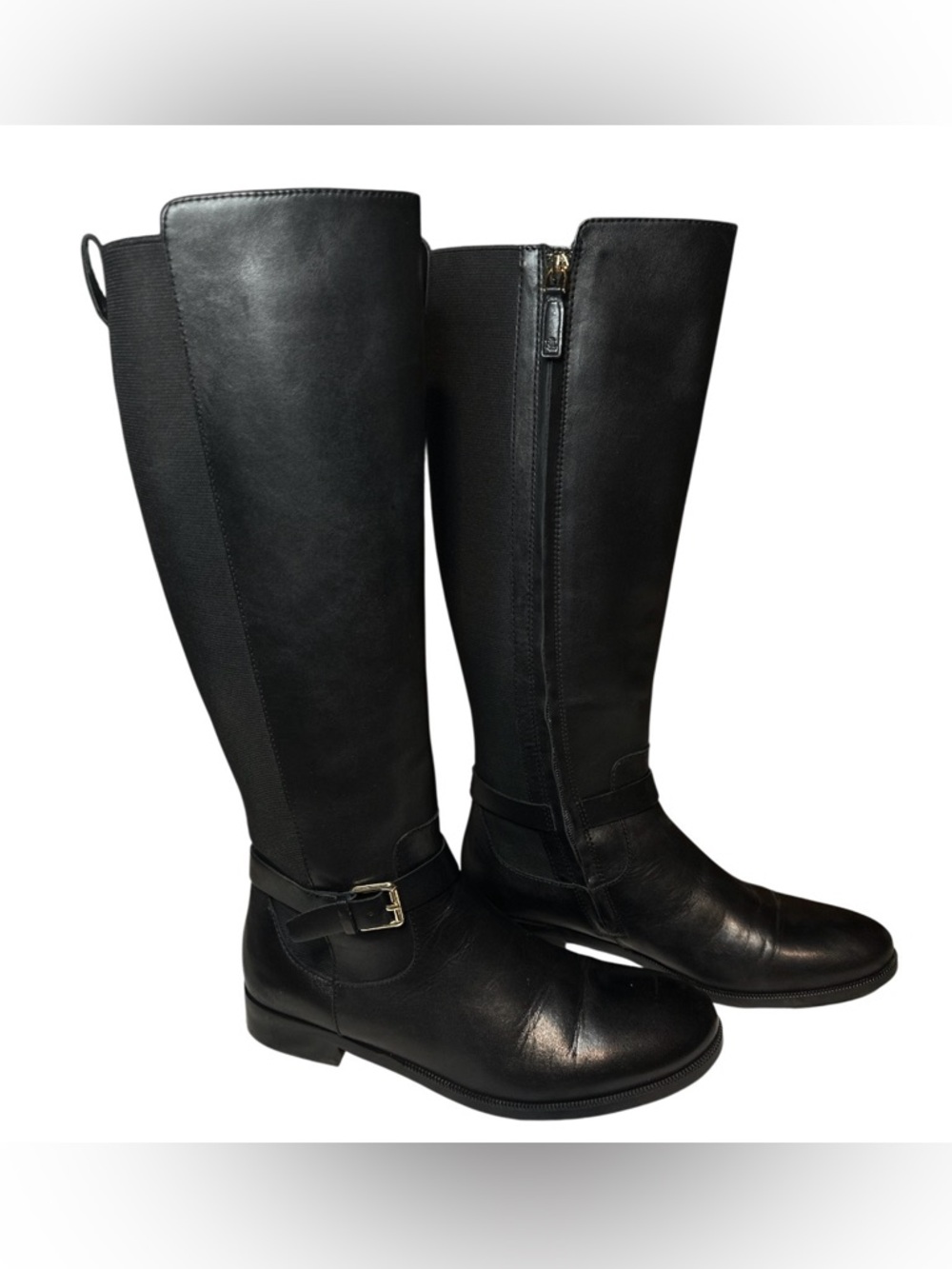 Ralph Lauren Barnehurst ~ Size 9B ~ Black Leather Knee High Riding Boots Womens